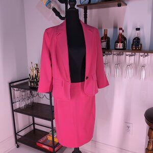Kasper Hot Pink Women's Blazer and Pencil Skirt Suit Set size 10 / 6